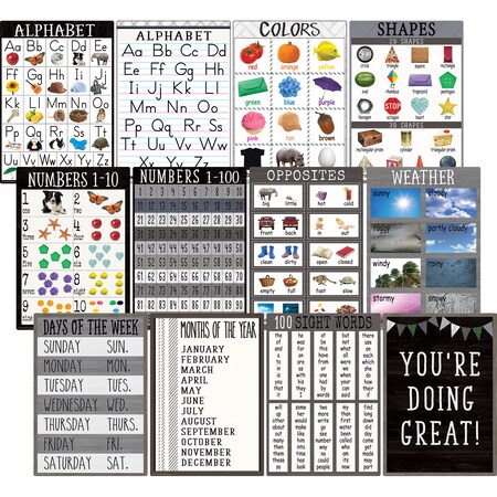 Teacher Created Resources Modern Farmhouse Early Learning Small Poster Set, 12 Posters TCR7455